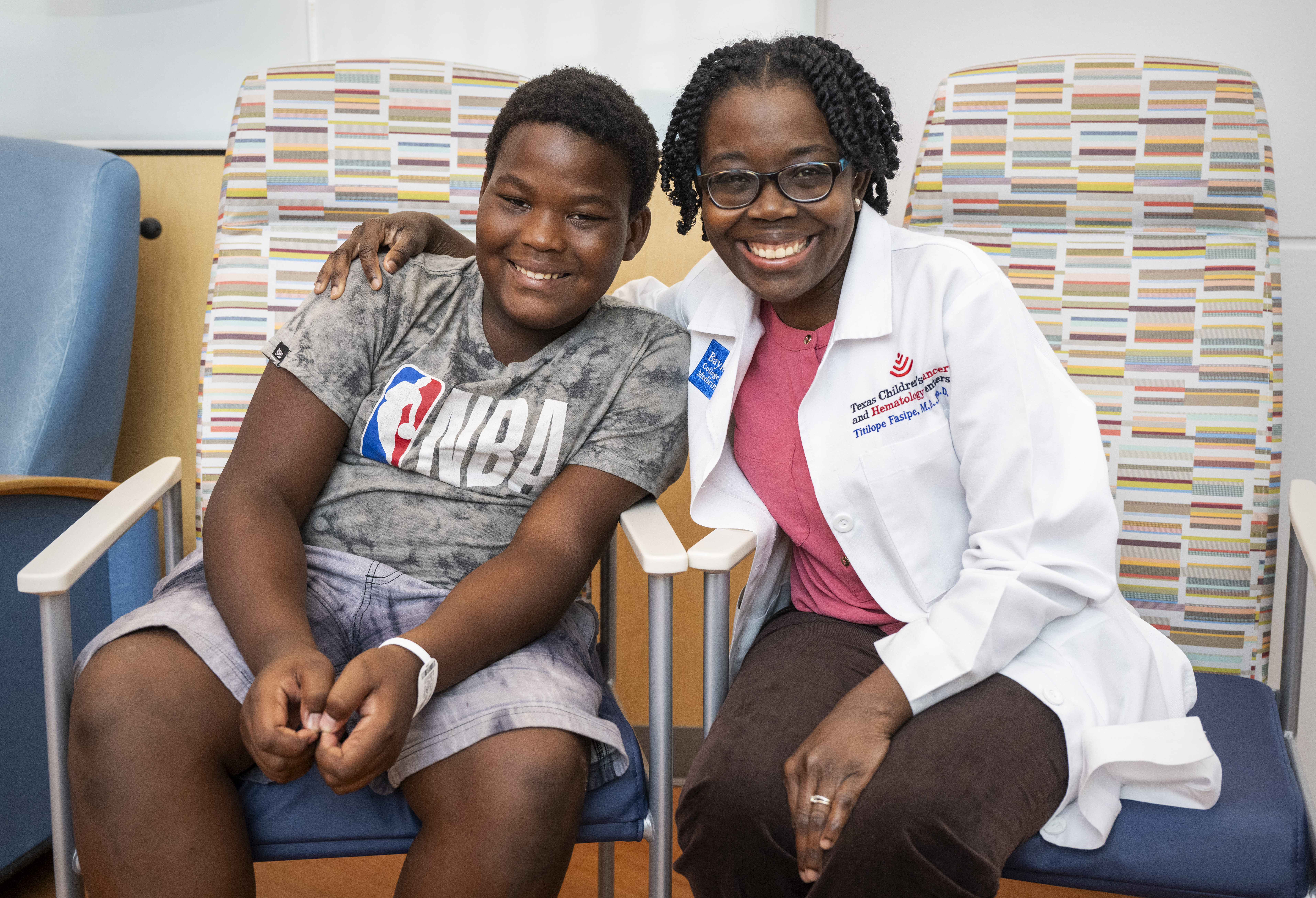 Kelvin and Dr. Titilope Fasipe, co-director of the Texas Children’s Sickle Cell Program